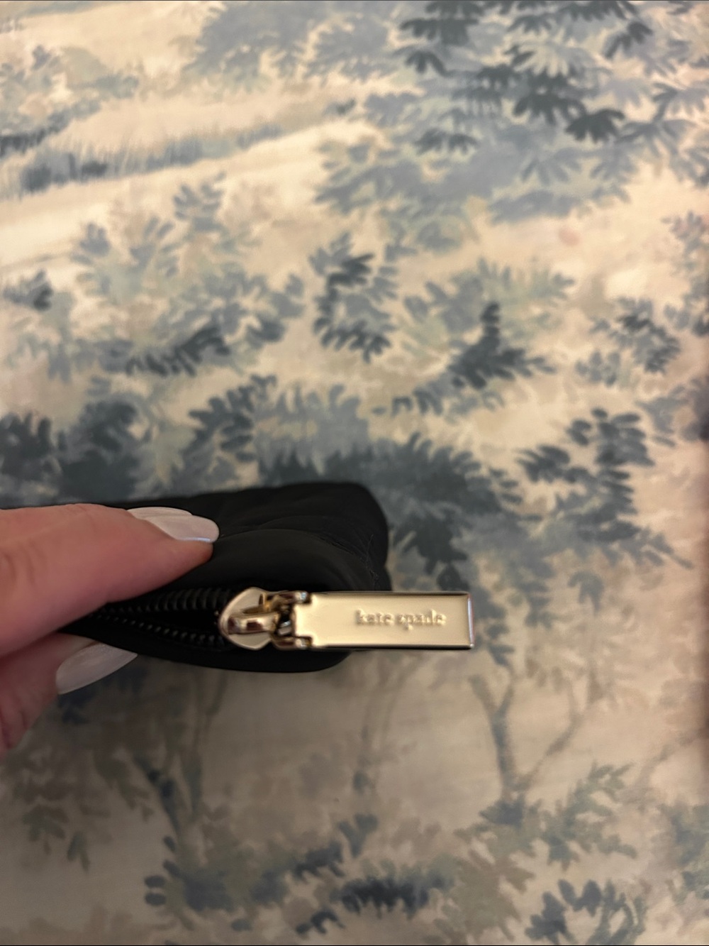 kate spade Black Quilted Floral Cosmetic Pouch with Gold Accent - Picture 2 of 3